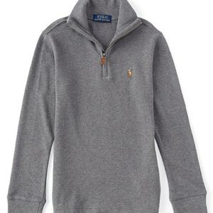 NWT Polo Ralph Lauren Big Boys 8-20 Interlock Quarter zip Pullover - Grey HTR